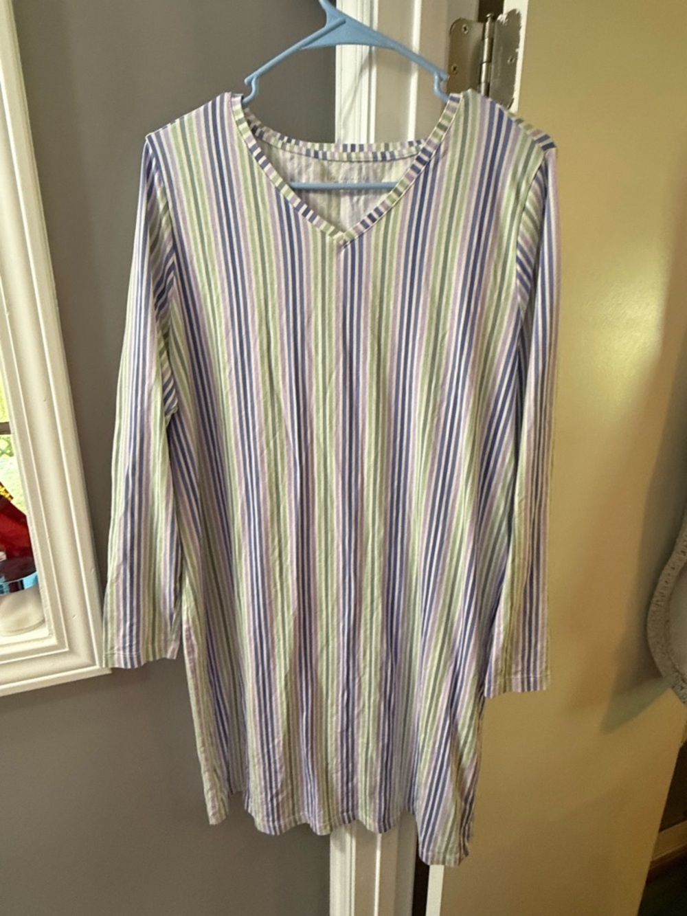Body COLLECTION Striped V-Neck soft night gown.